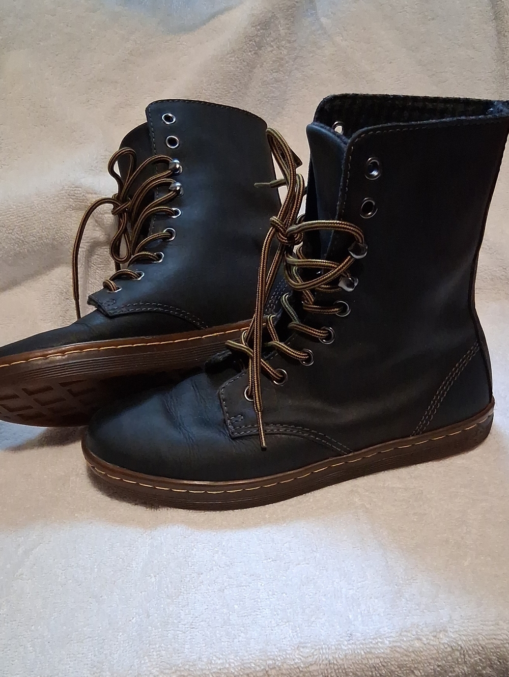 Dr. Martens Temani Black Leather Lace-Up Boots with Brown Laces